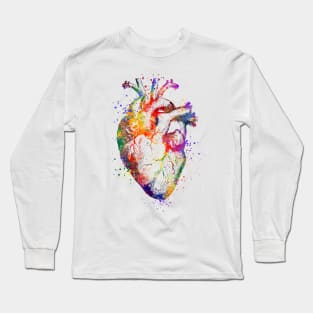 Anatomical Heart Watercolor Long Sleeve T-Shirt